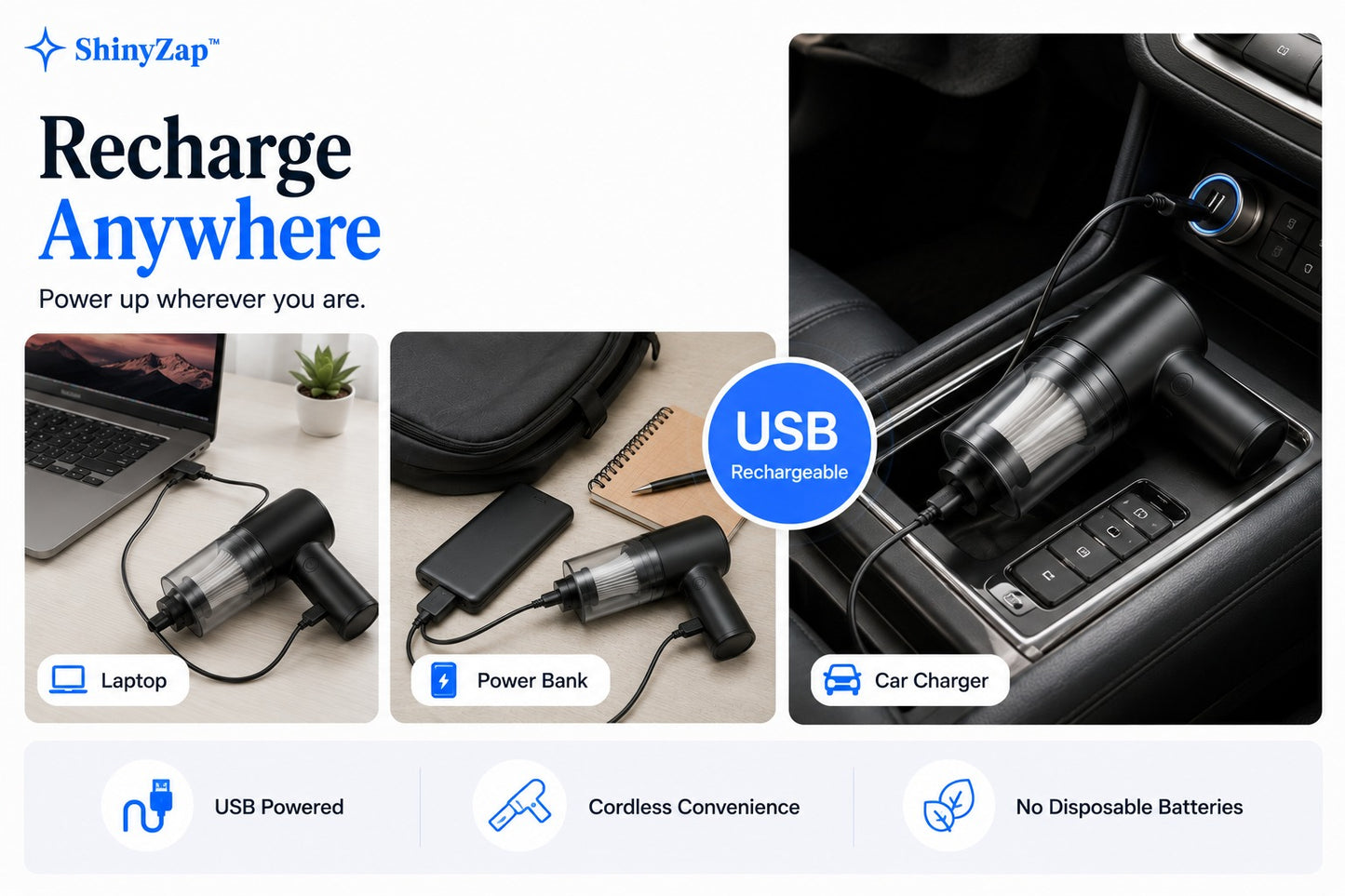 ShinyZap™ Portable Vacuum & Air Blower